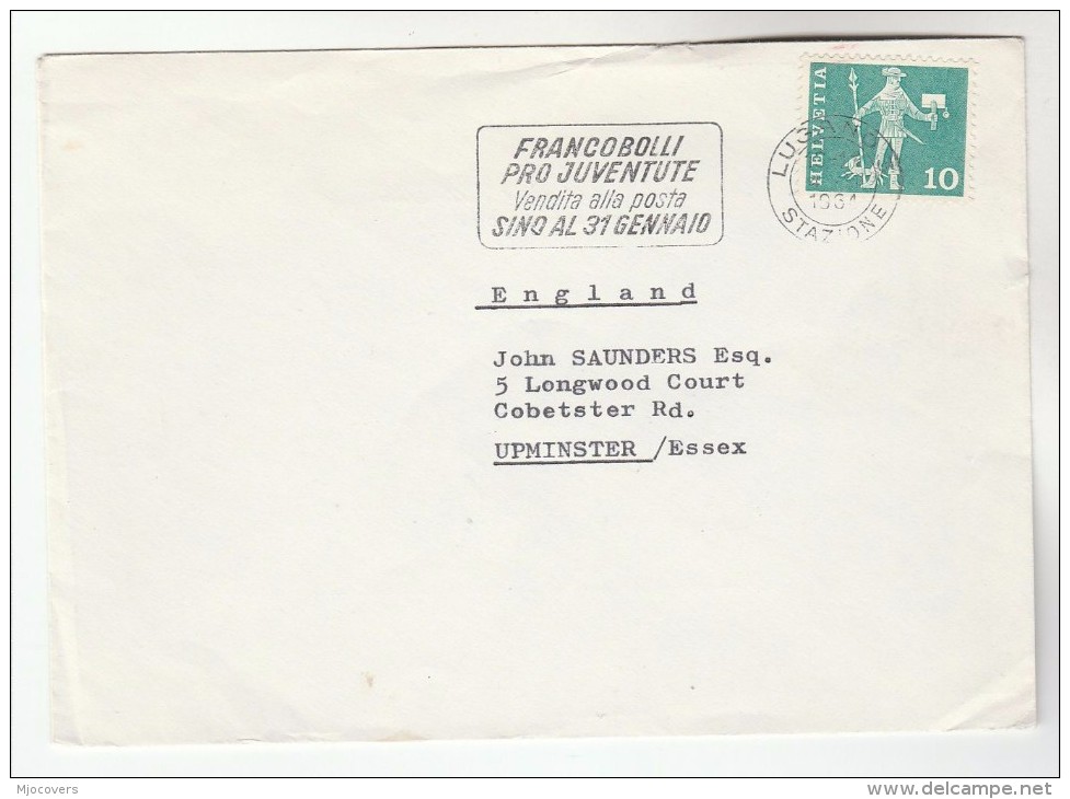 1964 SWITZERLAND Stamps COVER SLOGAN Pmk FRANCOBILLI PRO JUVENTUTE  VENDITA ALLA POSTA SINO AL 31 GENNAIO - Covers & Documents