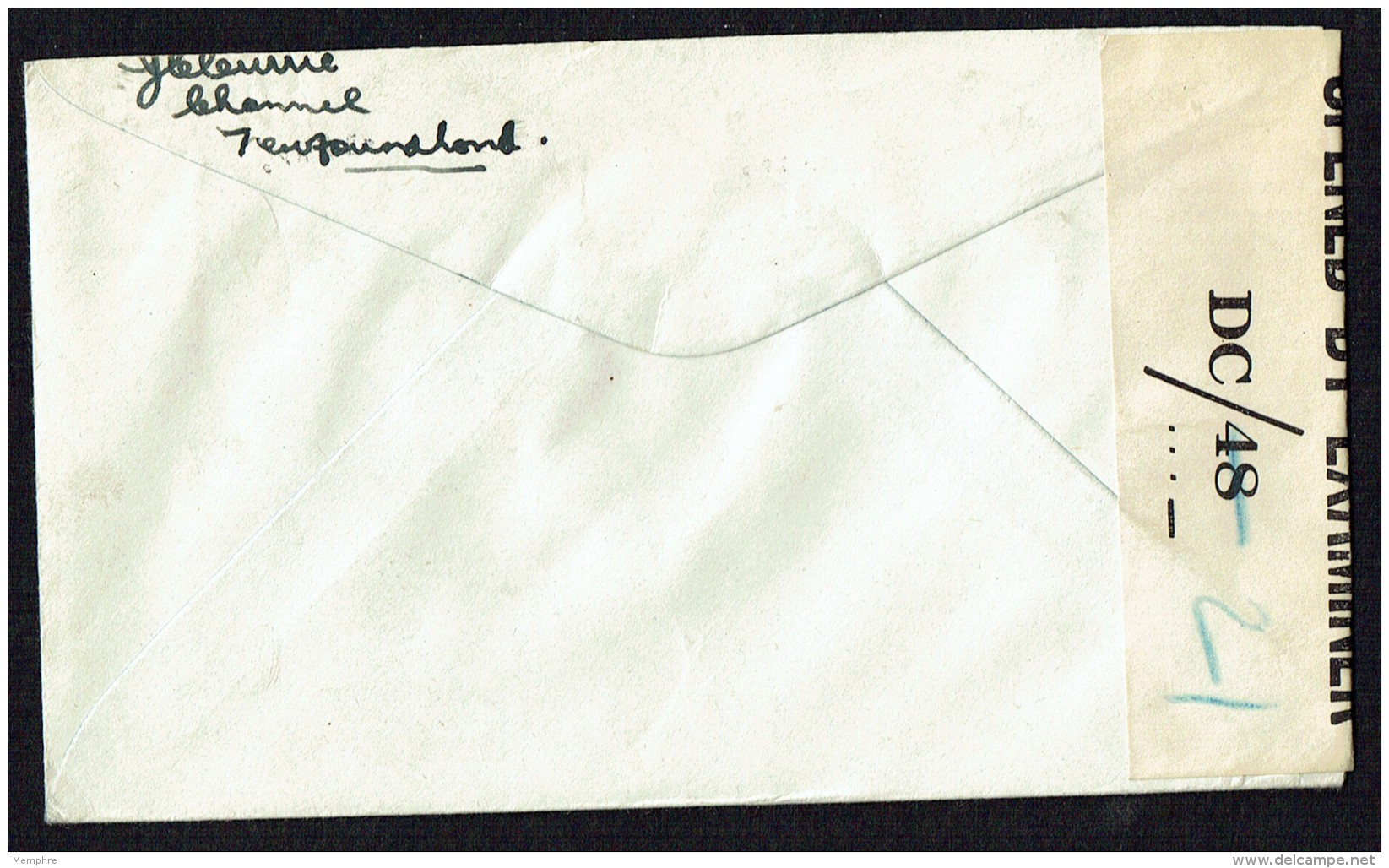 1943  Censored Letter To Canada  Sc 253, 256   &laquo;Channel&raquo; Small Settlement Cancel - 1908-1947