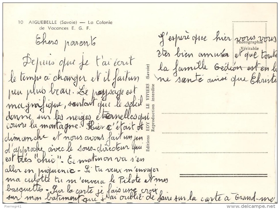 CPA-1955-73-AIGUEBELLE-LA COLONIE  De VACANCES E.G.F-TBE-Légérement Recoupée A Gauche-TBE - Aiguebelle