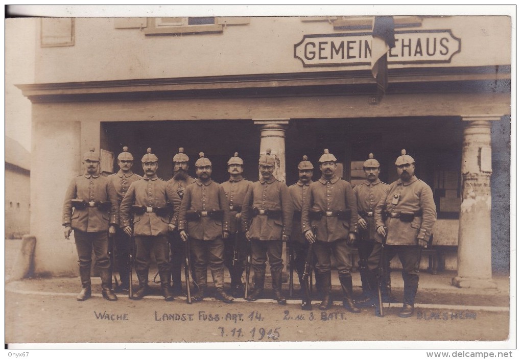 Carte Postale Photo Militaire Allemand BLAESHEIM (Bas-Rhin) Wache Landst. Fuss.14 2 U 3 Batt. Krieg-Guerre 14/18 - Autres & Non Classés