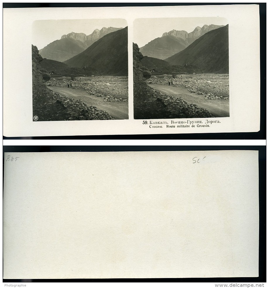 Caucase Transcaucasie Route Militaire De Georgie Grousie Ancienne Photo Stereo NPG 1906 - Stereoscopic