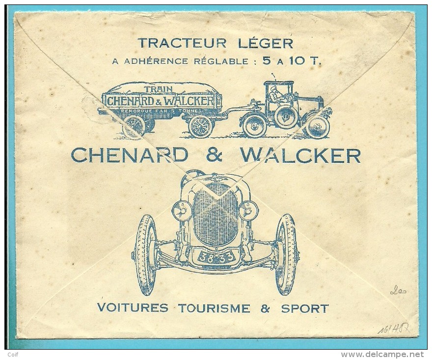 200 Op Brief Met Stempel GENT, Verso Geillustreerd TRACTEUR - CHENARD & WALCKER - VOITURES TOURISME & SPORT - 1922-1927 Houyoux