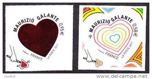 France Autoadhésif ** N°  510,et 511 - Saint Valentin 2011. Coeurs De Maurizio Galante - Unused Stamps