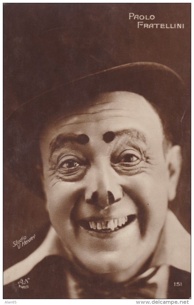 Paolo Fratellini Circus Clown Performer, C1900s/10s Vintage Real Photo Postcard - Circo