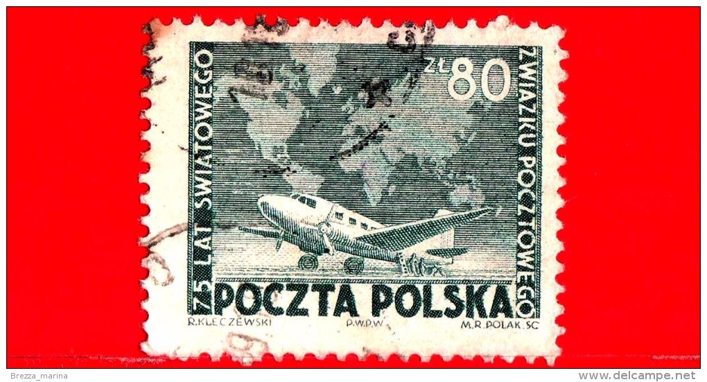 POLONIA - Usato - 1949 - UPU - Unione Postale Universale - Postal Airplane Douglas DC 3 Dakota - 80 - Used Stamps