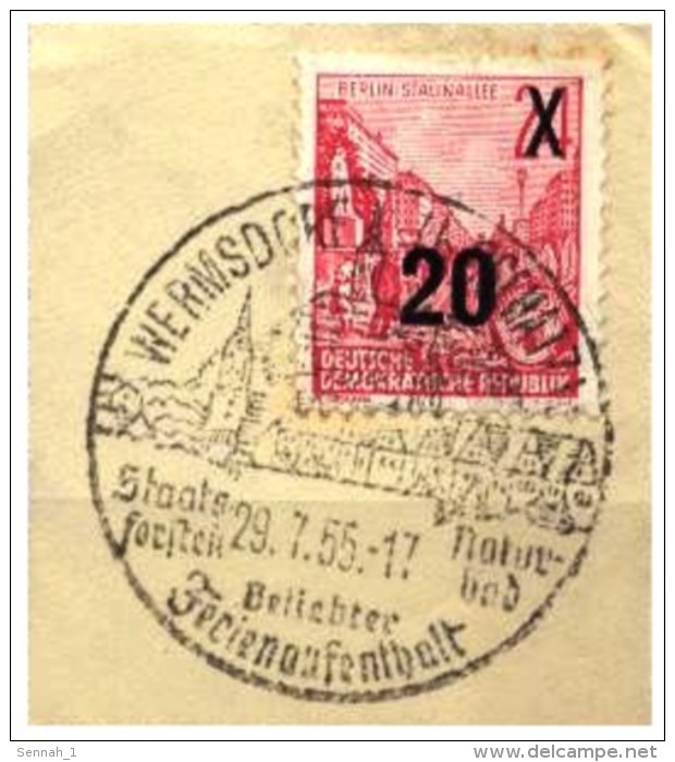 DDR / East-Germany: Stempel 'Forst - Naturbad, 1955' / Cancel 'Forest - Spa', Wermsdorf [O-7264 - 04779] - Used Stamps