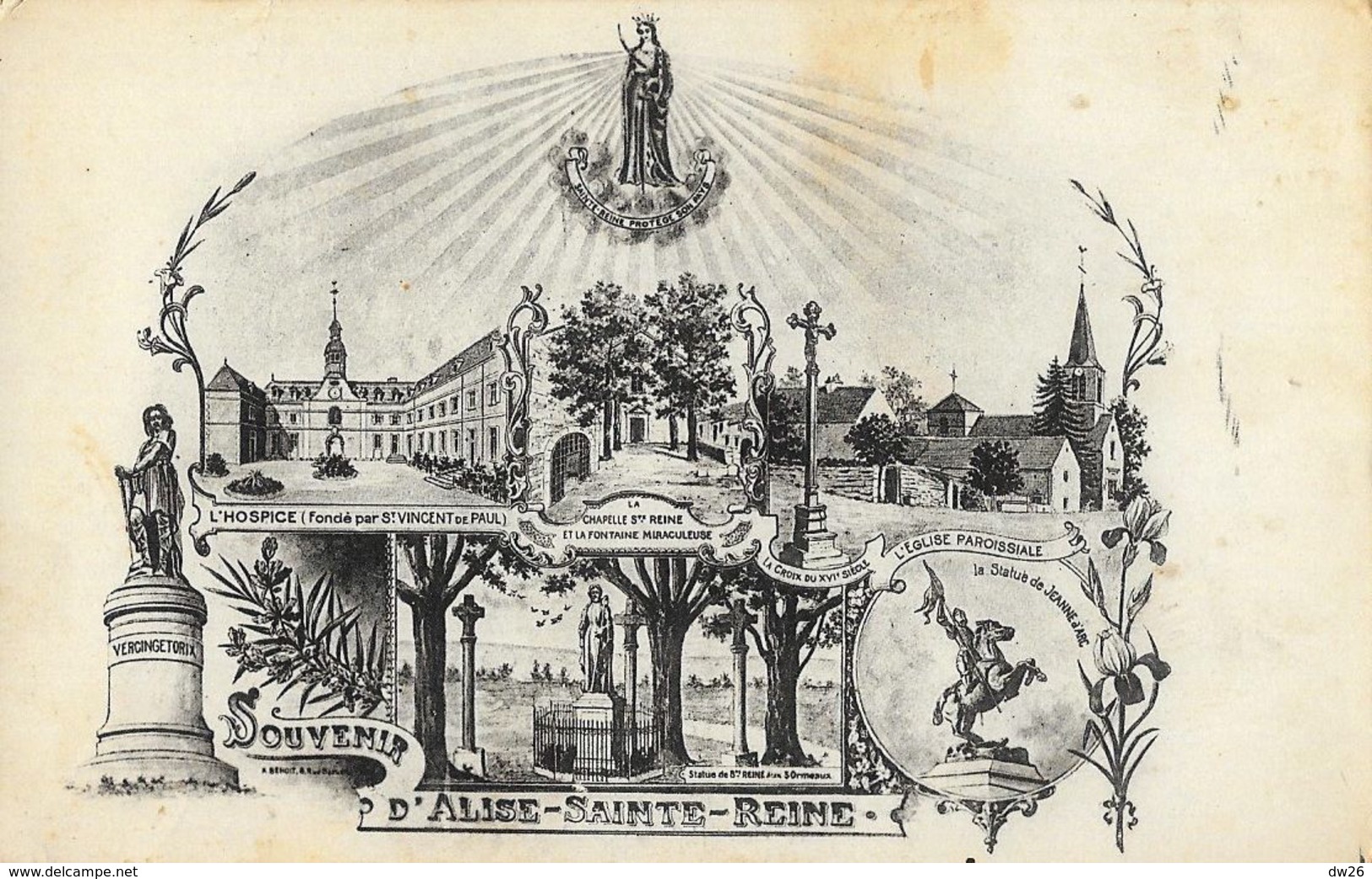 Souvenir D'Alise-sainte-Reine - Multivues: L'Hospice, L'Eglise, Vercingetorix... - Carte L.B. Non Circulée - Musées