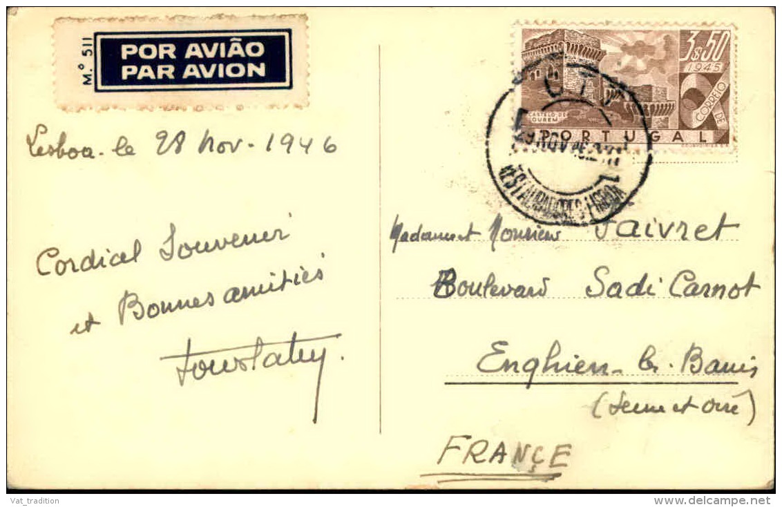 PORTUGAL - Oblitération De Lisbonne Sur Carte Postale En 1946 Pour La France Par Avion ( étiquette) - A Voir - L  4264 - Lettres & Documents