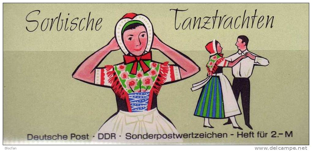 Sorbische Tanztrachten 1971 DDR 1723/4 Plus MH 5 I ** 15€ Trachten Der Sorben Kleinformat Booklet Carnet Bf GDR Germany - Markenheftchen