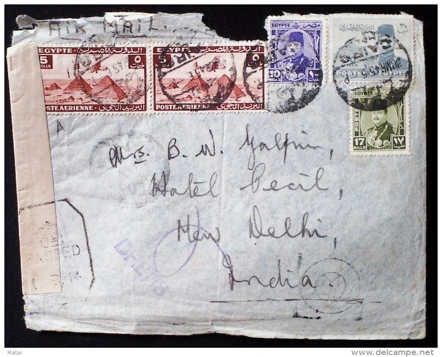 INDIA INDIEN  1945 EGYPTE TO DELHI COVER  WITH OPENED BY EXAMINER & POSTMARK - Sonstige & Ohne Zuordnung