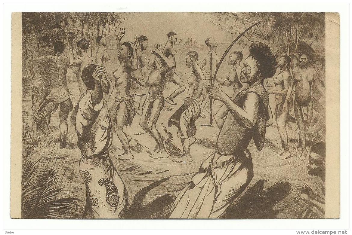 1934 Congo Belge - Gravure à L&rsquo;eau Forte Henri Kerels - Danse Chez Les Lulua (Kasai) - Belgisch-Kongo