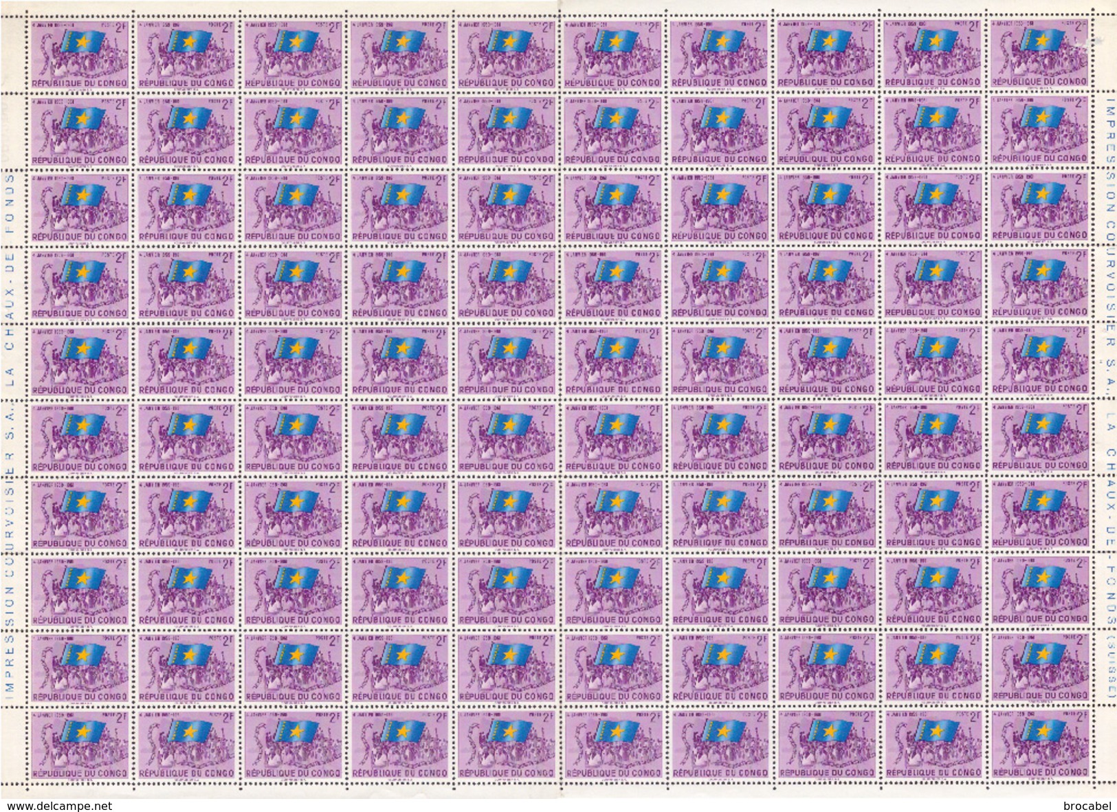 Congo 0415** 2f -  Feuille / Sheet De 100- MNH - Autres & Non Classés