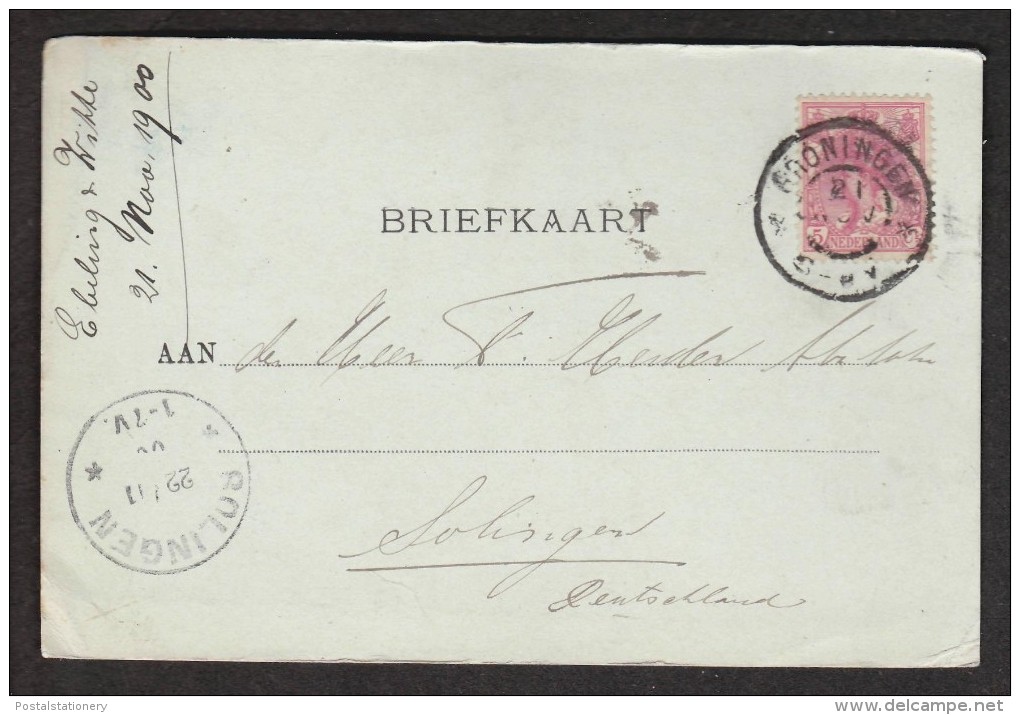 Netherlands 1900 Post Postal History Mail Delivery Classics Used Postcard With 5c Definitive Affixed - Brieven En Documenten