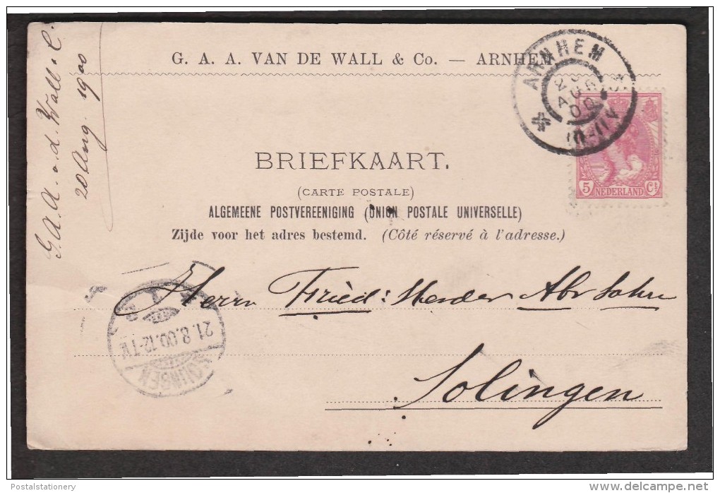 Netherlands 1900 Post Postal History Mail Delivery Classics Arnhem Used Postcard With 5c Definitive Affixed - Brieven En Documenten