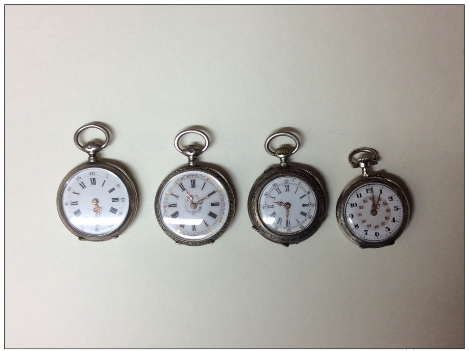 Lot  De 4 Montres De Col Argent - Andere & Zonder Classificatie