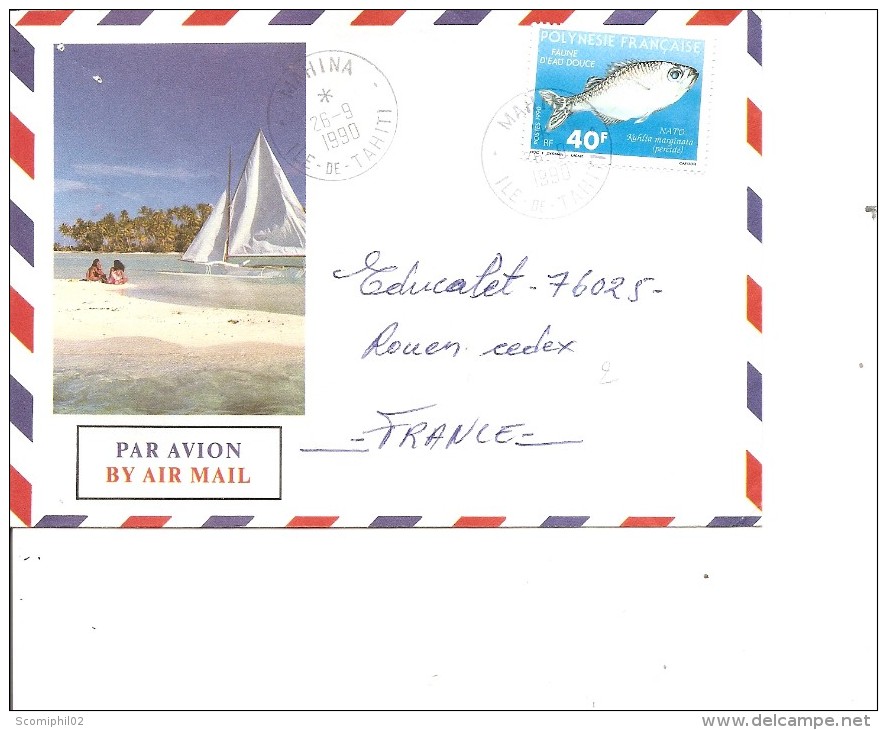 Polynésie ( Lettre Par Avion De 1990 De Mahina Vers La France à Voir) - Storia Postale