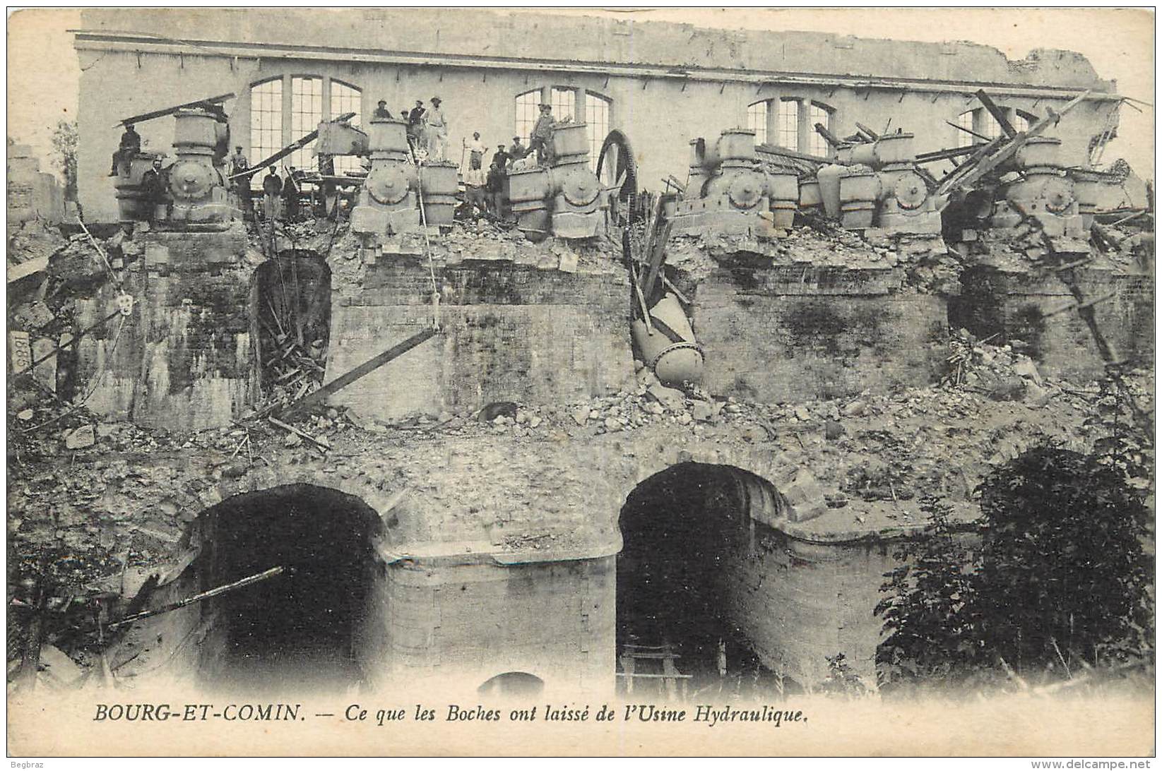 BOURG ET COMIN     USINE HYDRAULIQUE BOMBARDEE   WW1 - Other & Unclassified