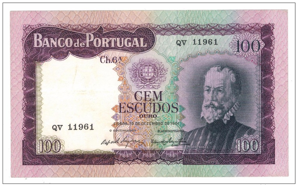 Portugal 100 Esc. 1961, UNC . Free Ship. To USA. - Portugal