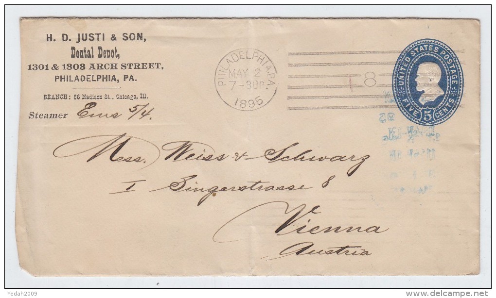 USA Philadelphia/Vienna PS COVER 1895 - ...-1900