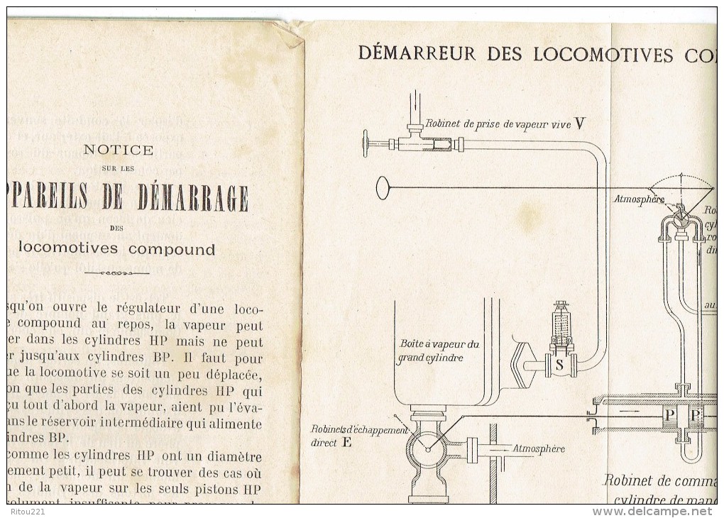 CHEMIN DE FER DE PLM MATERIEL ET TRACTION NOTICE SUR LES APPAREILS DE DEMARRAGE DES LOCOMOTIVES COMPOUND 1909 - Eisenbahnverkehr