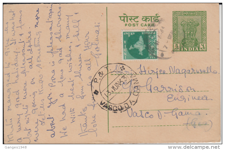 India  1963  Postcard   Garrison Engineer Poona To Vasco Da Gama Goa  #  91312  Inde Indien - Covers & Documents
