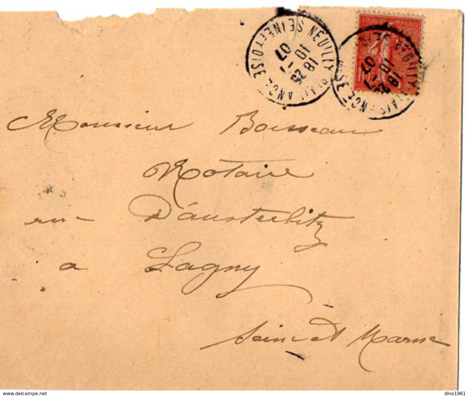 TB 2089 - LSC - TB Type Semeuse Sur Lettre OB NEUILLY PLAISANCE  Pour LAGNY - 1877-1920: Période Semi Moderne