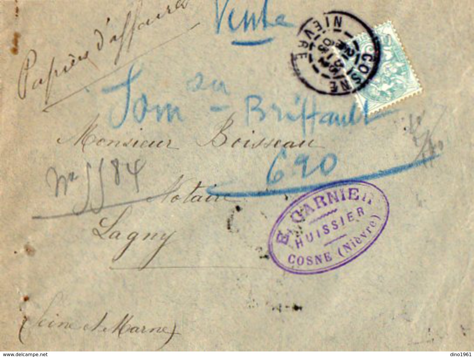 TB 2091  - LSC - TB Type Blanc Sur Lettre De Me E.GARNIER OB COSNE Pour LAGNY - 1877-1920: Période Semi Moderne