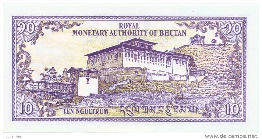 BHUTAN 10 NGULTRUM 10Nu BANKNOTE 1986 PICK-15B UNCIRCULATED UNC - Bhutan