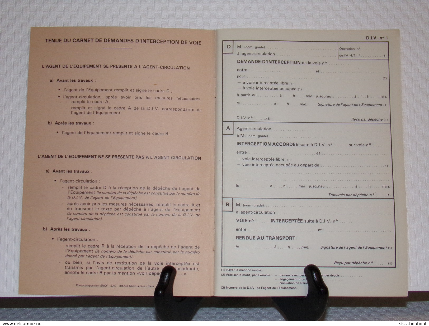 SNCF - CARNET DE DEMANDES D'INTERCEPTION DE VOIE - SNCF T - Railway