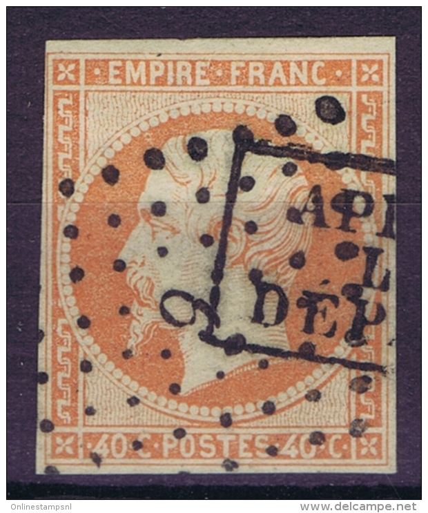 France   Yv 16 Obl Apres Depart Et Petit Chiffre 9 Absie - 1853-1860 Napoleon III