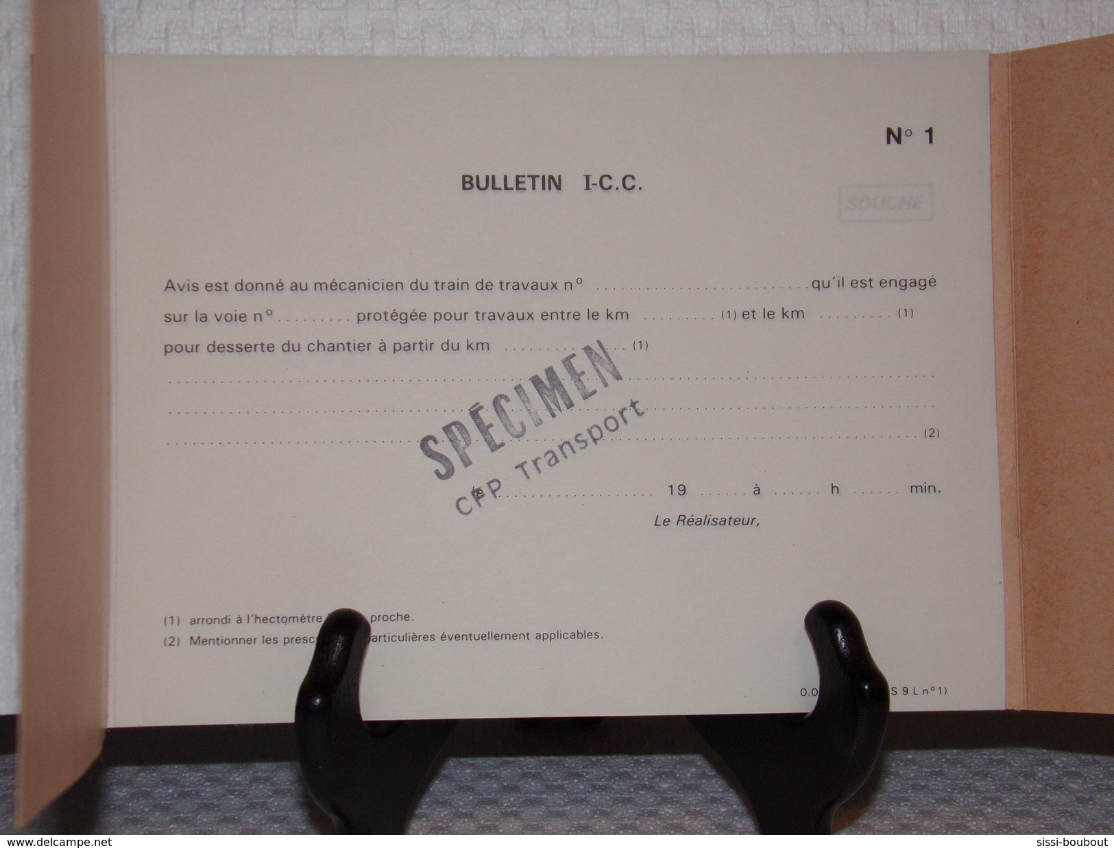 SNCF - CARNET DE BULLETINS (I.C.C.) - SNCF - SPÉCIMEN CFP TRANSPORT De 1981 - Eisenbahnverkehr