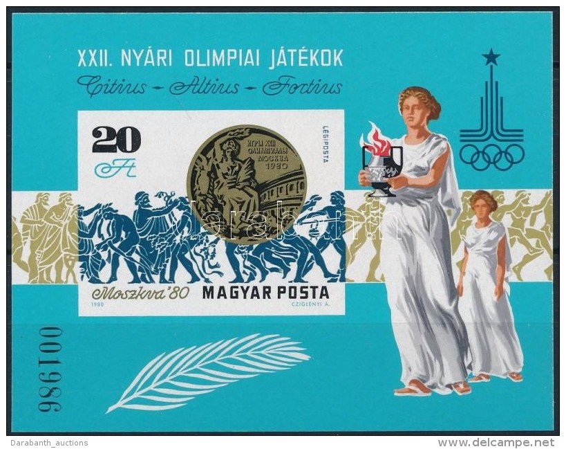 ** 1980 Olimpiai érmesek (IV.) Vágott Blokk (4.000) - Autres & Non Classés