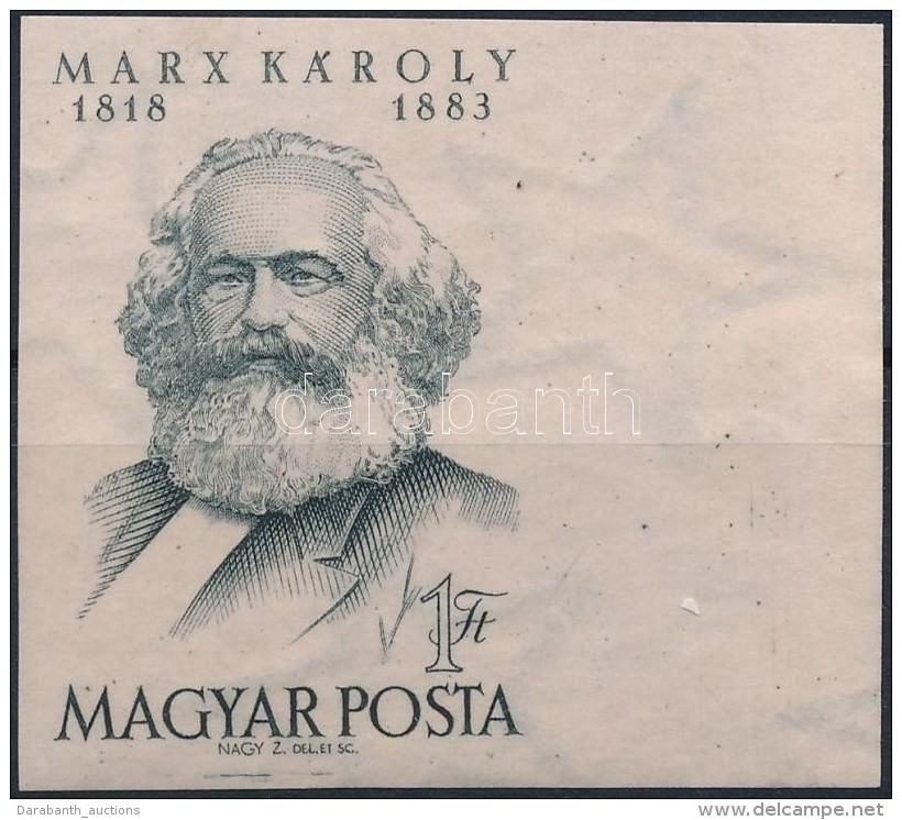 ** 1953 Karl Marx ívszéli Vágott Bélyeg (8.000) - Autres & Non Classés