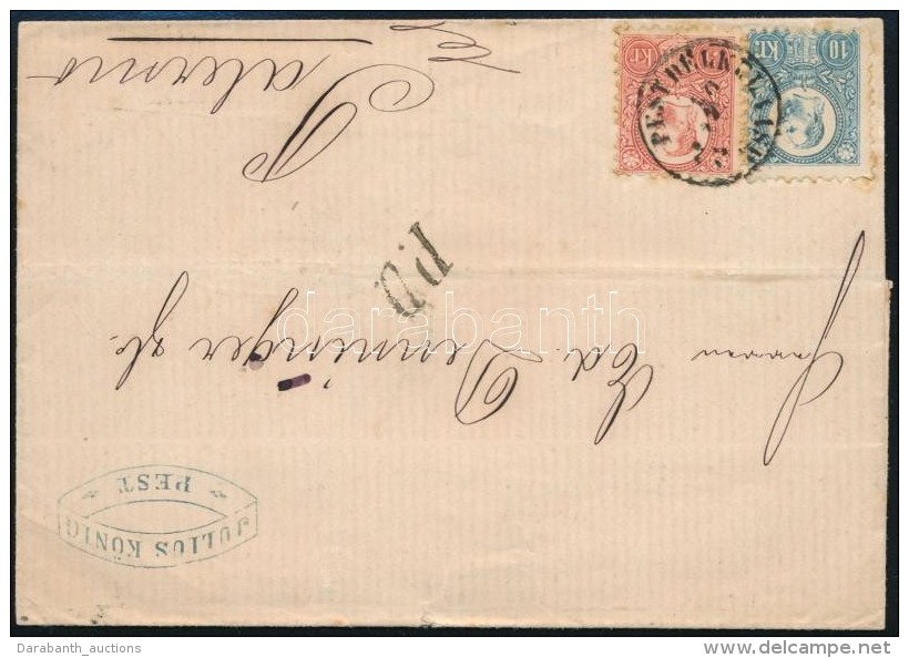 1872 Levél Réznyomat 5kr + 10kr Bérmentesítéssel 'PEST DÉLKEL. VASP.' -... - Autres & Non Classés