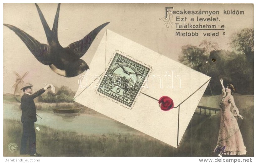 T2 Romantic Postcard With Hungarian Stamp - Unclassified