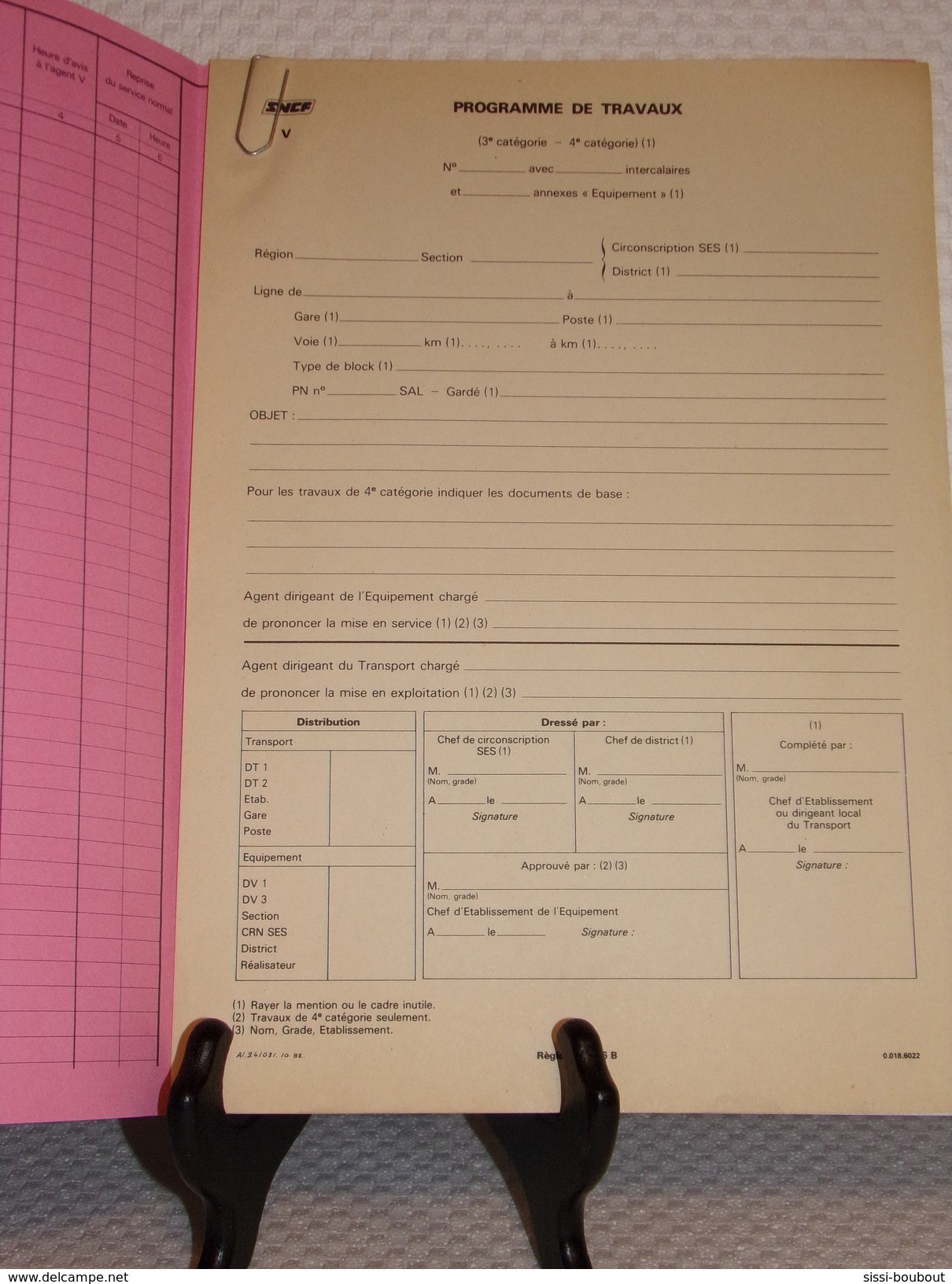 SNCF - CARNET DE DÉRANGEMENTS DES INSTALLATIONS DE SÉCURITÉ - SNCF - Eisenbahnverkehr