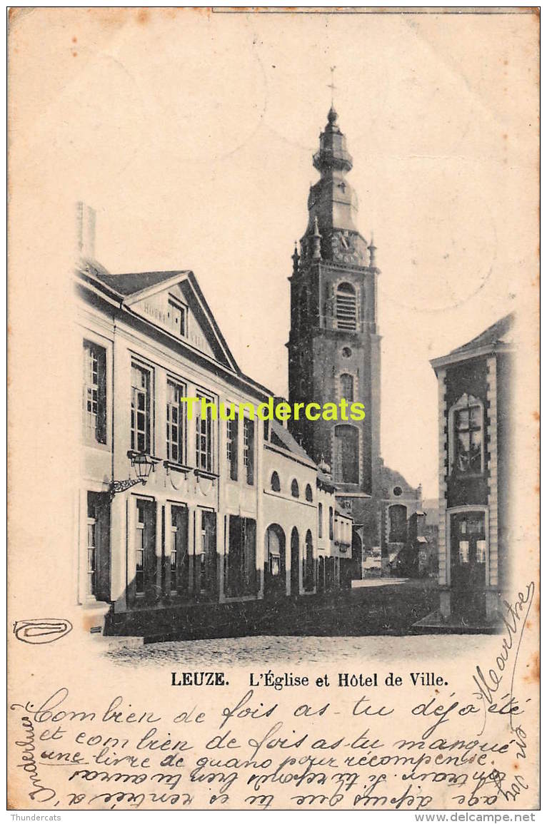 CPA LEUZE L'EGLISE ET HOTEL DE VILLE - Leuze-en-Hainaut