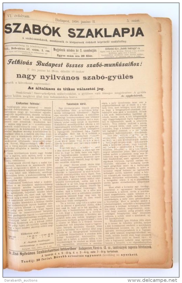 1898-1902 A Szabók Szaklapja Számos Lapszáma Egybekötve, érdekes... - Non Classés