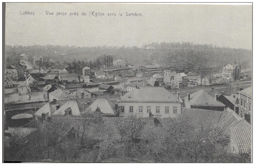 PRv979: Lobbes - Vue Prise De L´Eglise Vers Le Sambre Dejardin : Verstuurd Uit : LOBBES 1910 > Arlon. - Lobbes