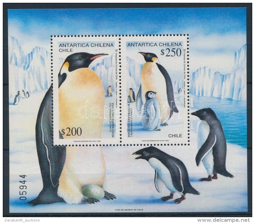 ** 1992 Chilei Antarktisz: Császárpingvinek Blokk Mi 23 - Autres & Non Classés