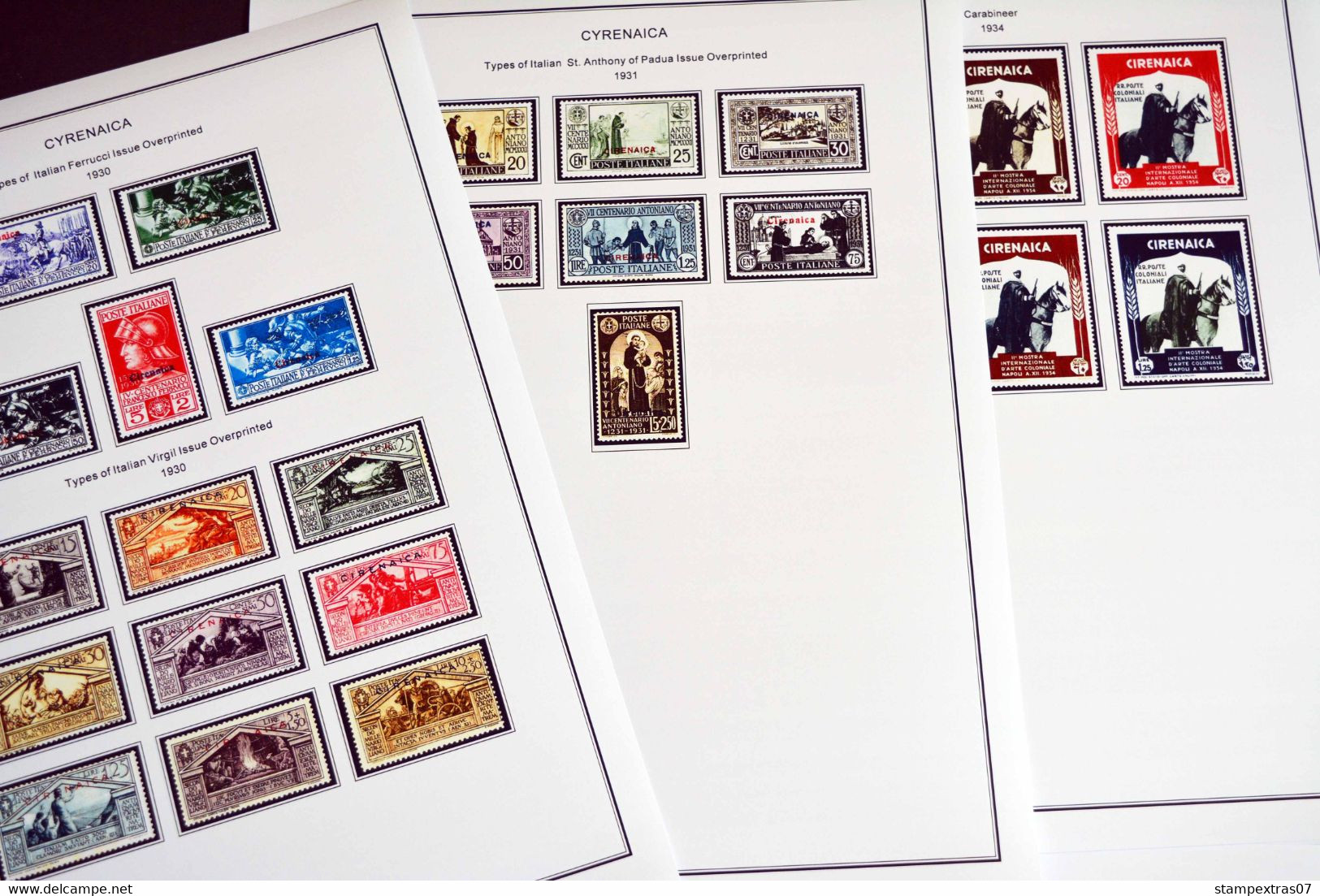 COLOR PRINTED CYRENAICA 1923-1950 STAMP ALBUM PAGES (15 illustrated pages) >> FEUILLES ALBUM