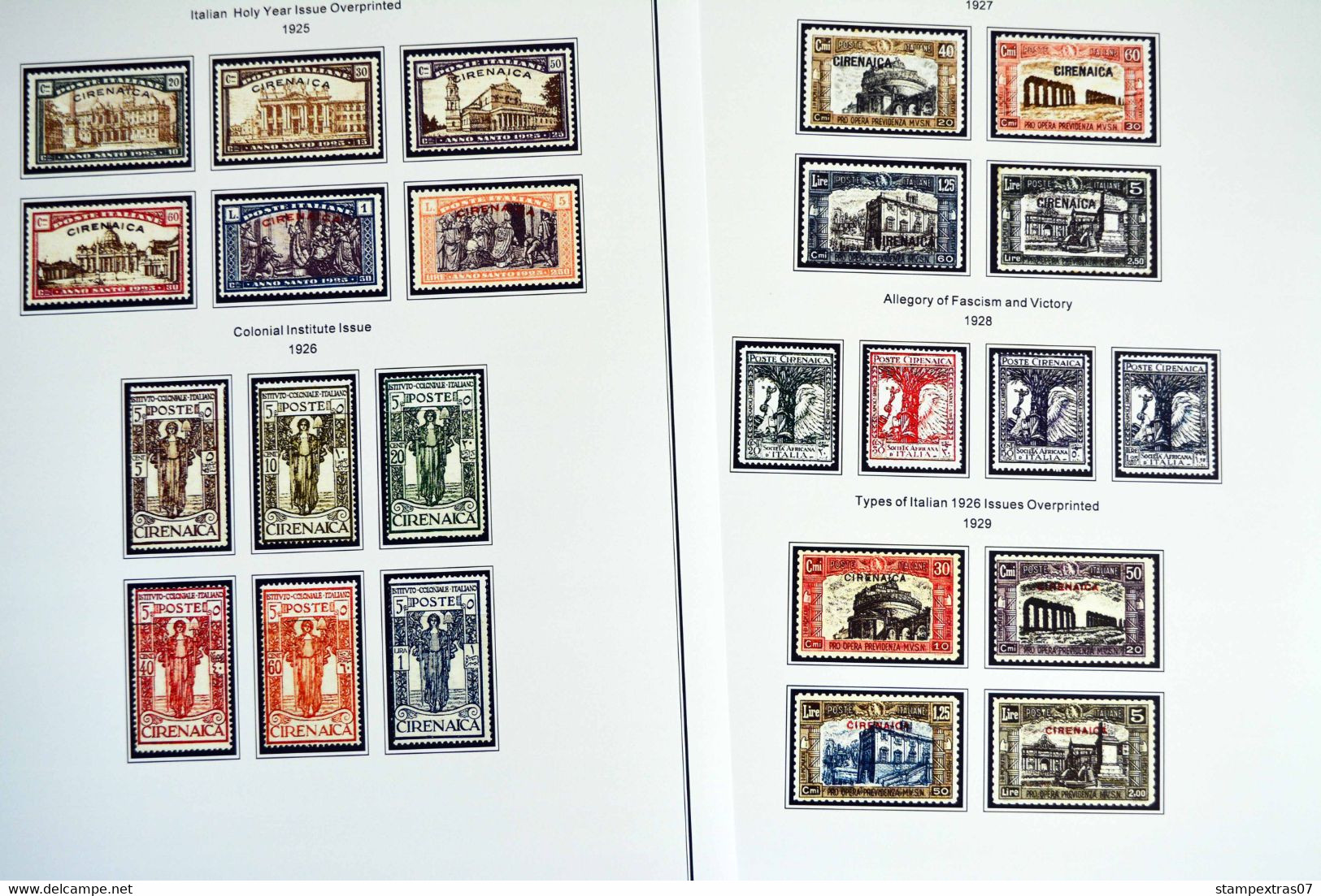 COLOR PRINTED CYRENAICA 1923-1950 STAMP ALBUM PAGES (15 illustrated pages) >> FEUILLES ALBUM