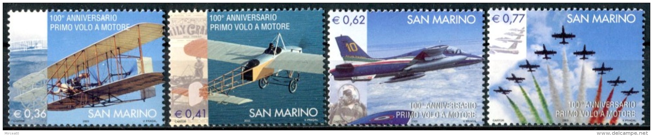 SAN  MARINO  2003  MNH   -  " CENTENAIRE AVIATION / PLANES "  -  4  VAL. - Neufs