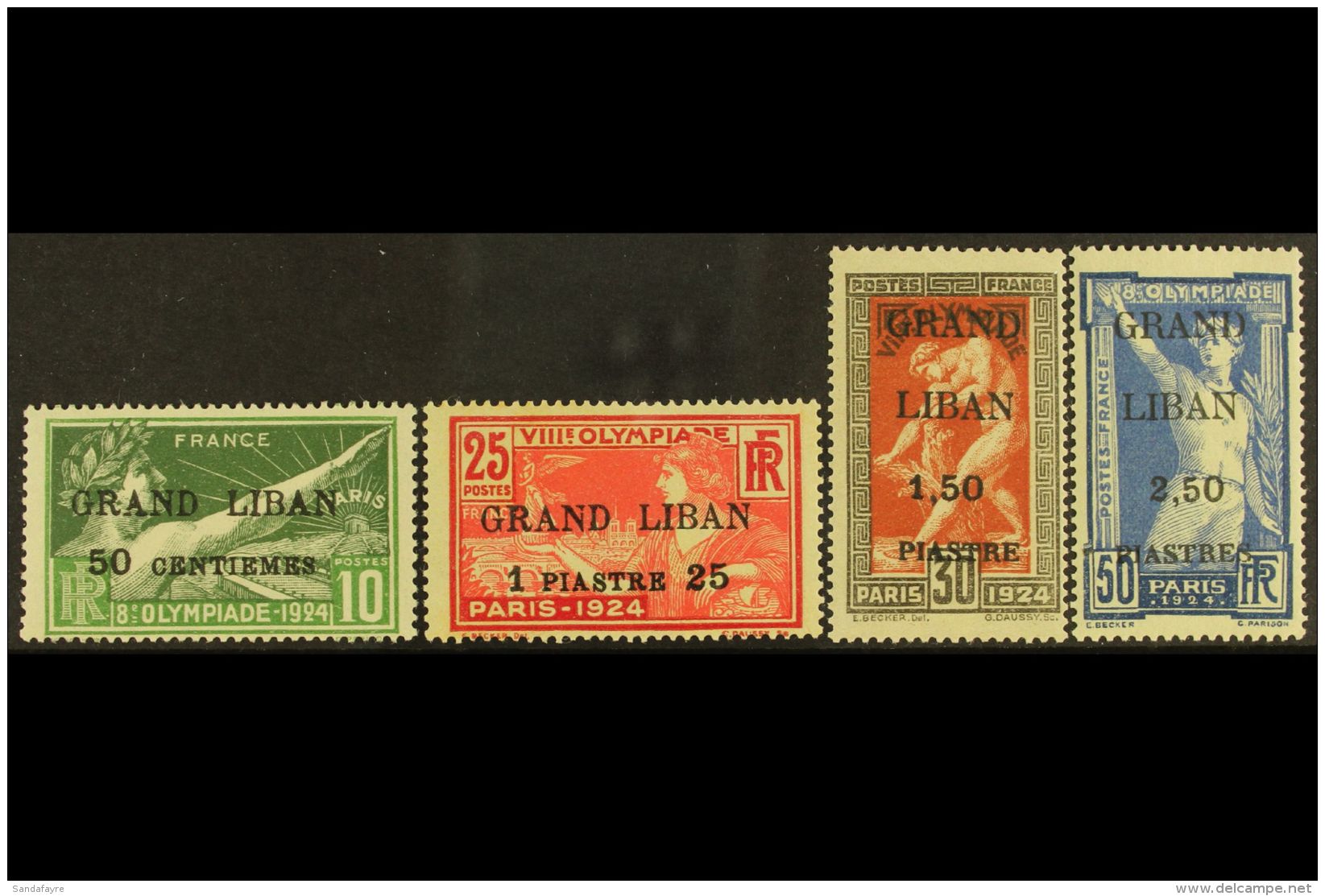 LEBANON 1924 "GRAND LIBAN" Surcharges On Olympic Games Complete Set (Yvert 18/21, SG 18/21), Superb Never Hinged... - Sonstige & Ohne Zuordnung