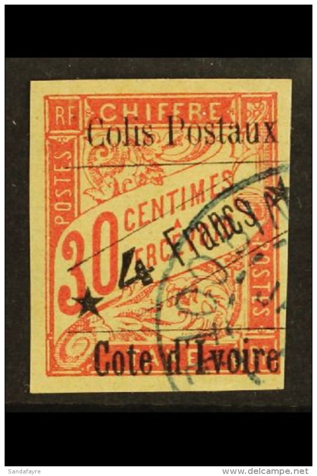 IVORY COAST PARCEL POST 4fr On 30c Carmine, Yv CP10, Very Fine Used. For More Images, Please Visit... - Sonstige & Ohne Zuordnung