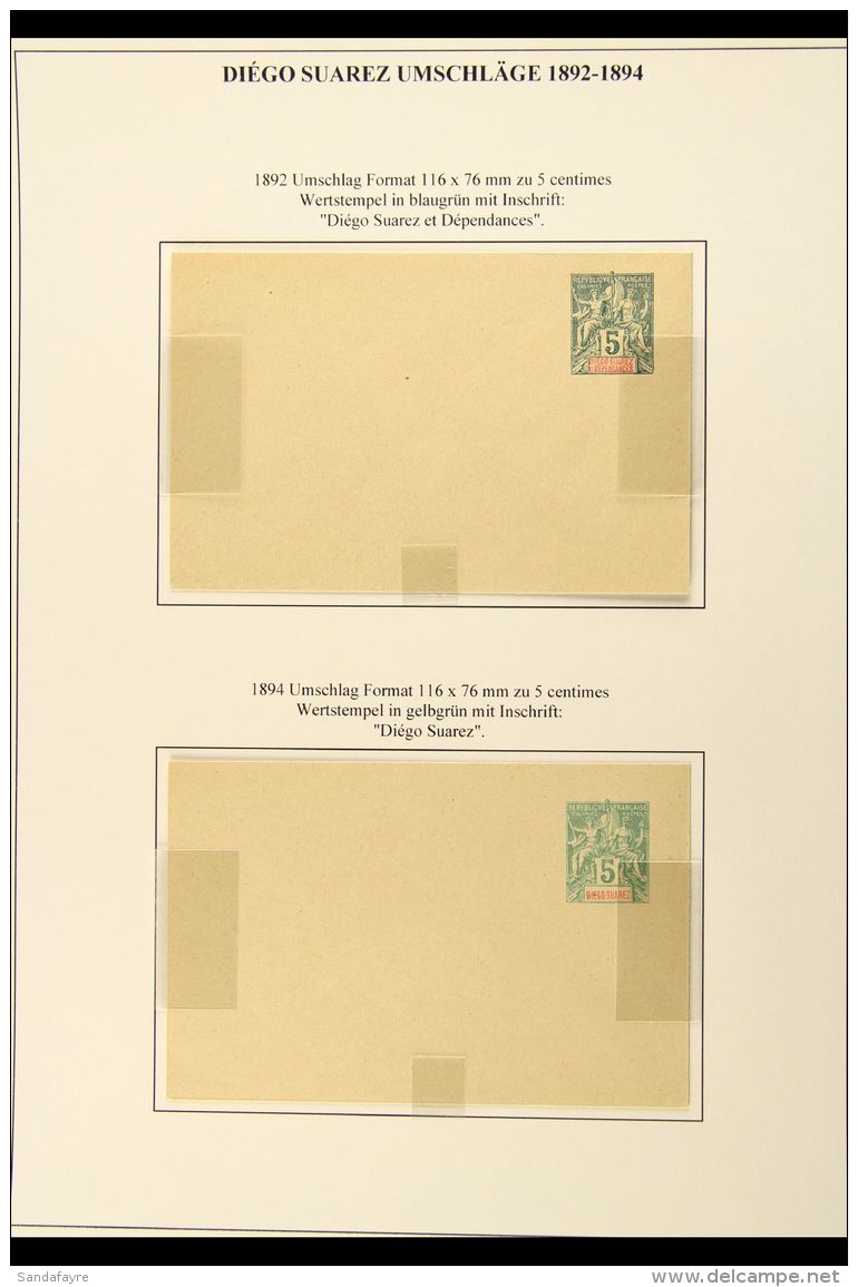 DIEGO-SUAREZ 1892-4 MINT POSTAL STATIONERY COLLECTION Includes 5c Envelope Inscribed "Diego Suarez Et... - Sonstige & Ohne Zuordnung