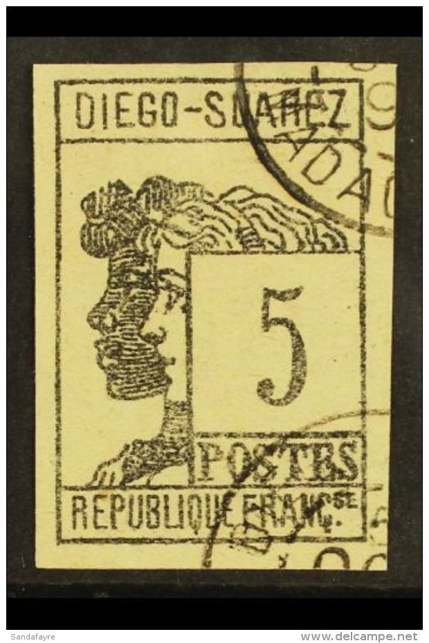 DIEGO SUAREZ 1890 5c Grey Black Allegory, Yv 7, Very Fine Used. For More Images, Please Visit... - Andere & Zonder Classificatie