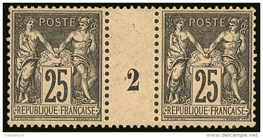 1884-90 25c Black On Pale Rose Sage Type II, Yvert 97, SG 267, Fine Never Hinged Mint Number '2' MILLESIME PAIR,... - Autres & Non Classés