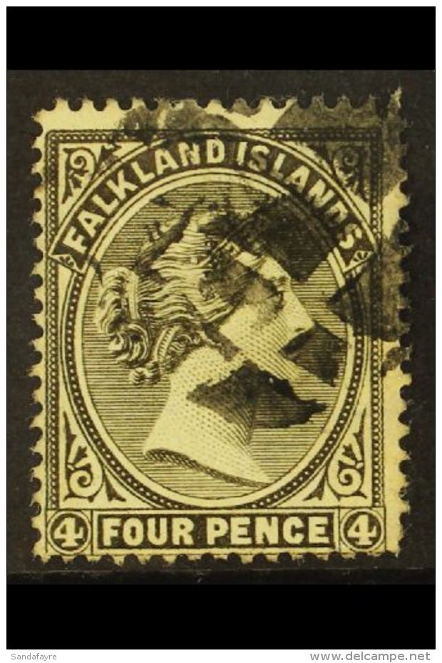 1889-91 4d Olive Grey-black, Watermark Reversed, SG 12x, Good Used. For More Images, Please Visit... - Falkland