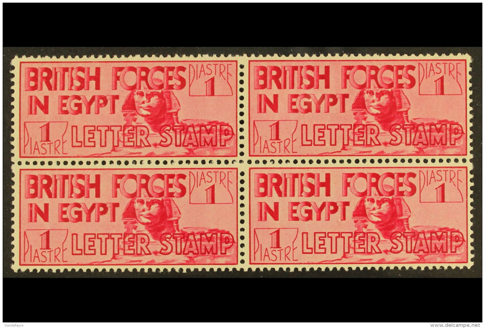 BRITISH FORCES IN EGYPT 1934-5 1p Carmine, P14&frac12;x14, BLOCK OF FOUR, SG A7, Very Fine Mint, Lightly Hinged On... - Andere & Zonder Classificatie